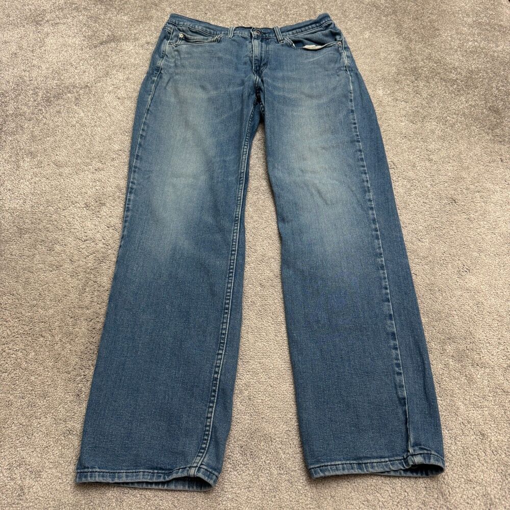 Levi's 514 Straight Fit Denim Jeans Mens 35x34 Medium Wash Blue Stretch Casual